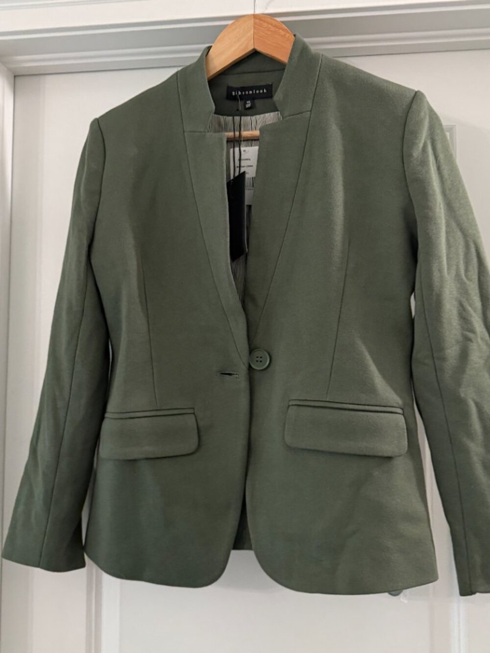 Gibson Gibsonlook Notch Label Knit Blazer Moss Green NWT XS - Picture 2 of 4